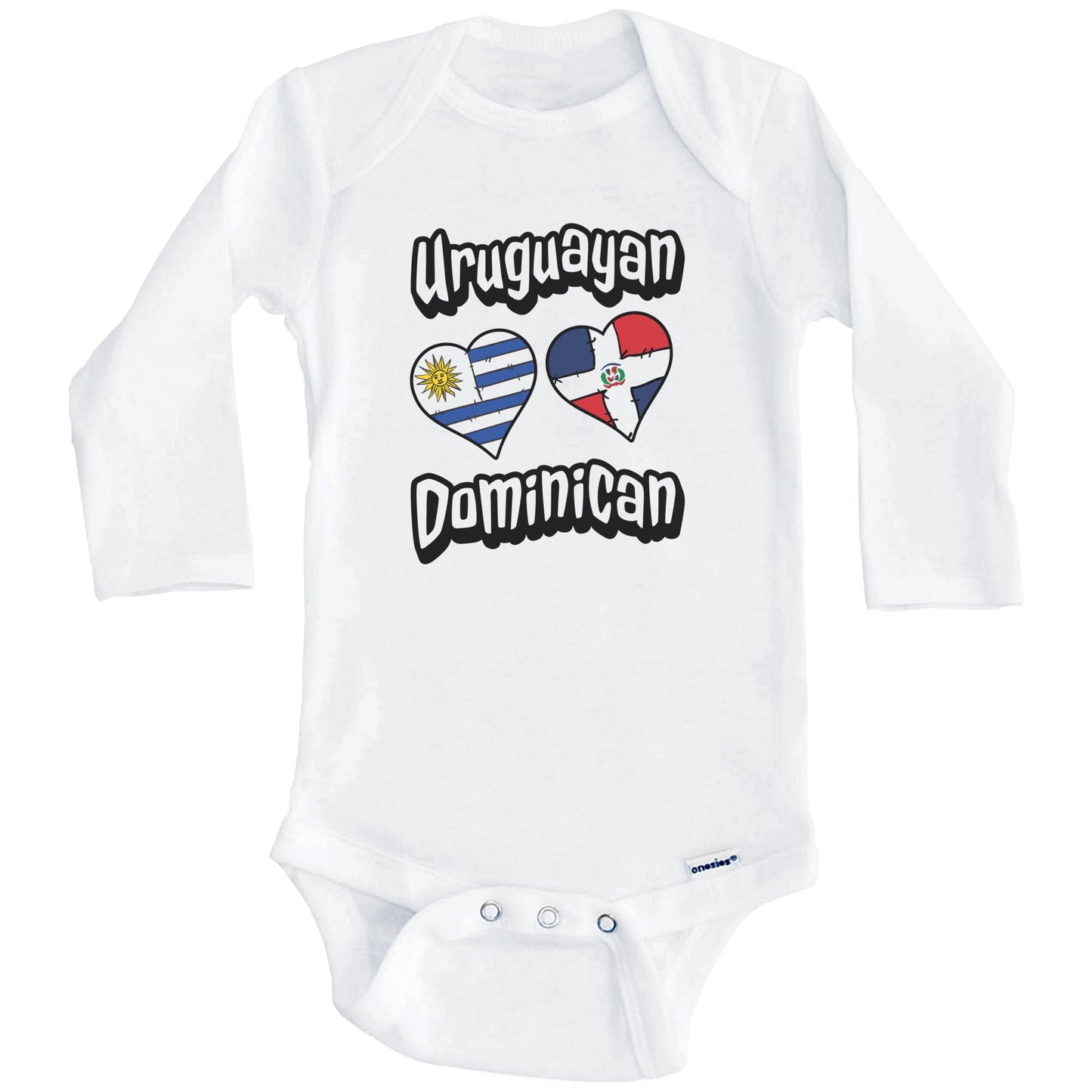 Uruguayan Dominican Flag Hearts Uruguay Dominican Republic Baby Bodysuit (Long Sleeves)