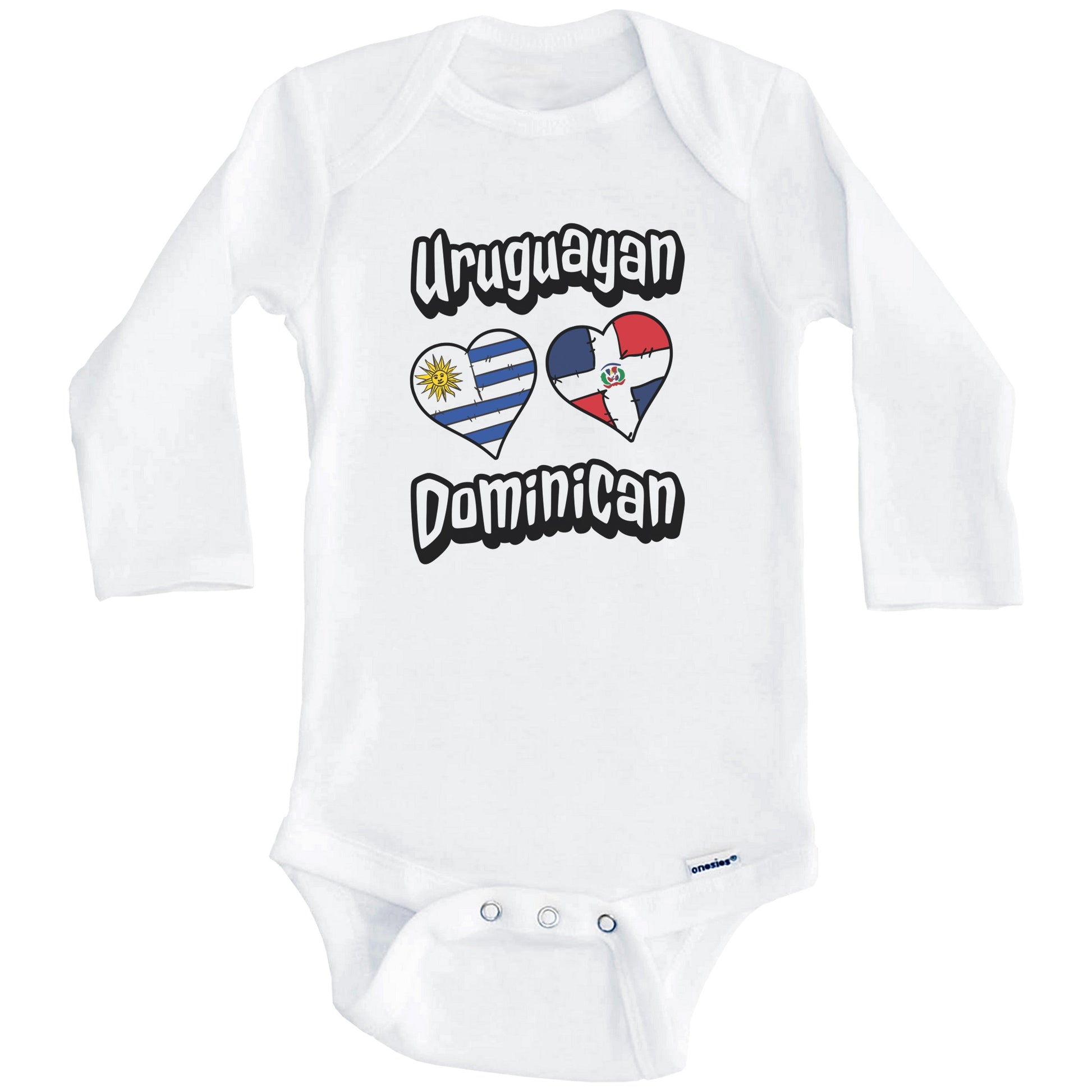 Uruguayan Dominican Flag Hearts Uruguay Dominican Republic Baby Bodysuit (Long Sleeves)