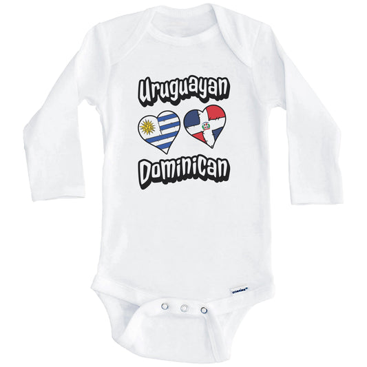 Uruguayan Dominican Flag Hearts Uruguay Dominican Republic Baby Bodysuit (Long Sleeves)