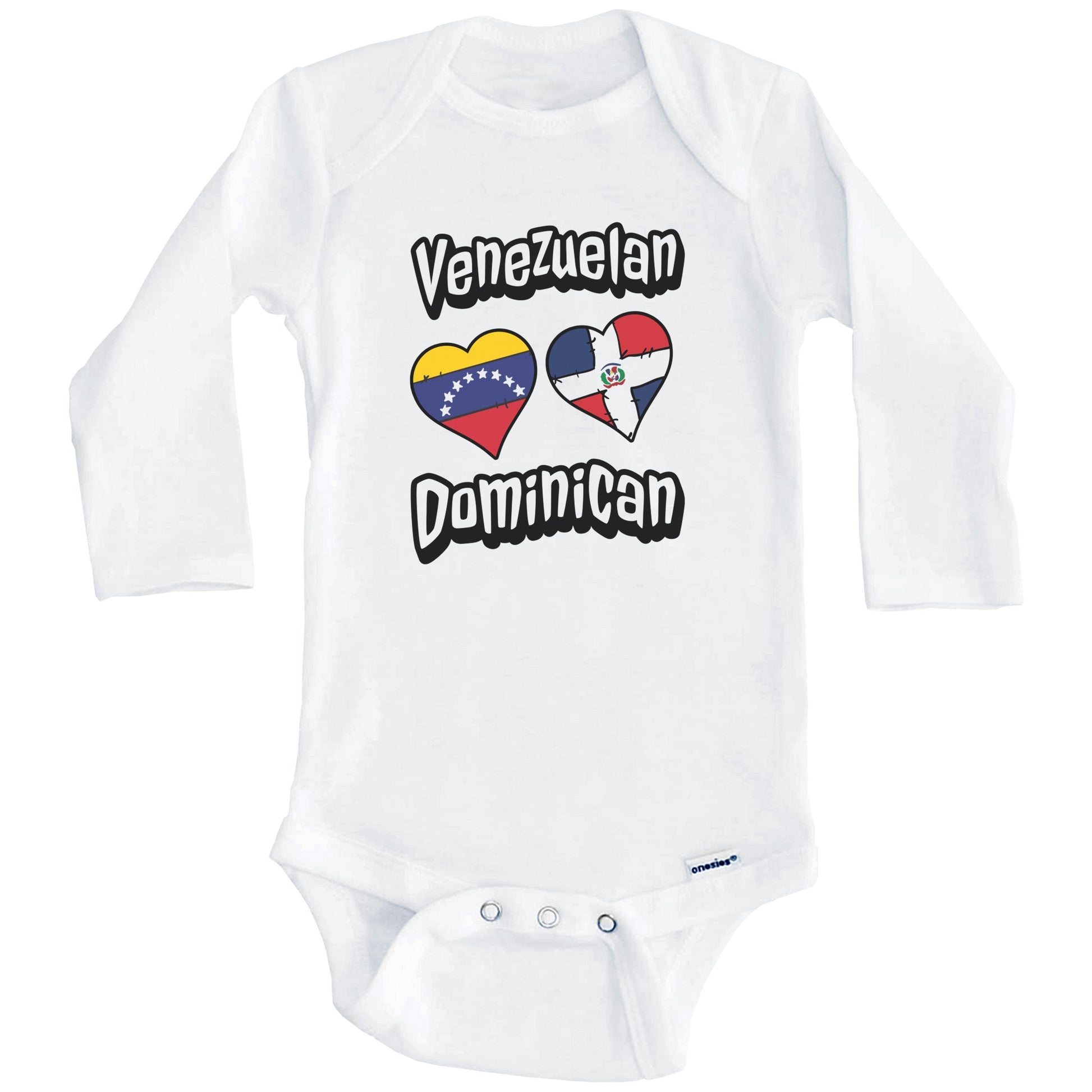 Venezuelan Dominican Hearts Venezuela Dominican Republic Baby Bodysuit (Long Sleeves)