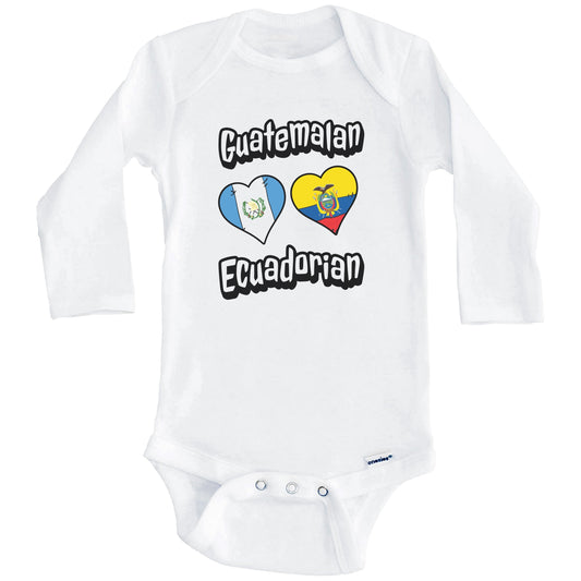 Guatemalan Ecuadorian Flag Heart Combo Guatemala Ecuador Baby Bodysuit (Long Sleeves)