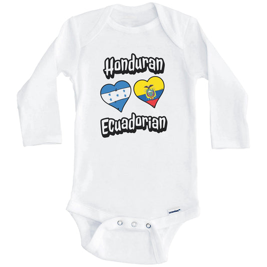 Honduran Ecuadorian Flag Heart Combo Honduras Ecuador Baby Bodysuit (Long Sleeves)