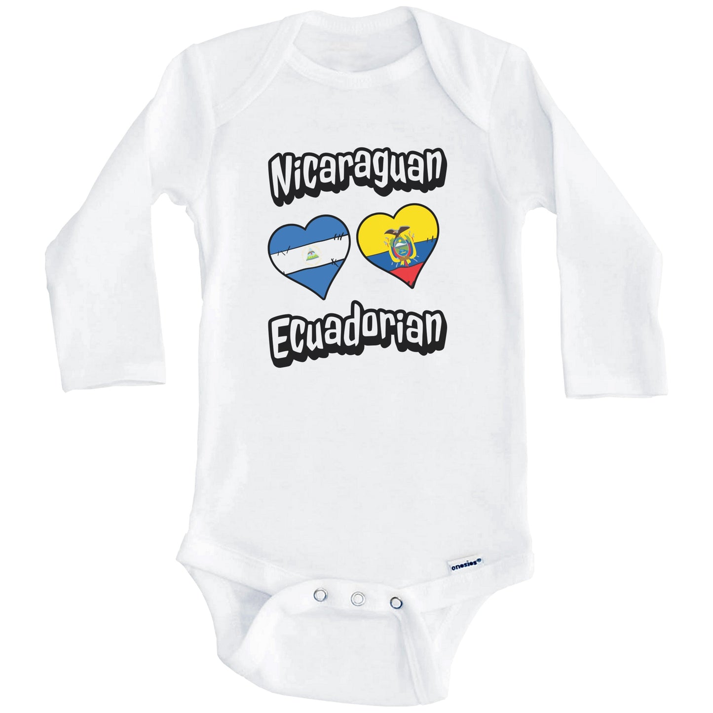 Nicaraguan Ecuadorian Flag Heart Combo Nicaragua Ecuador Baby Bodysuit (Long Sleeves)