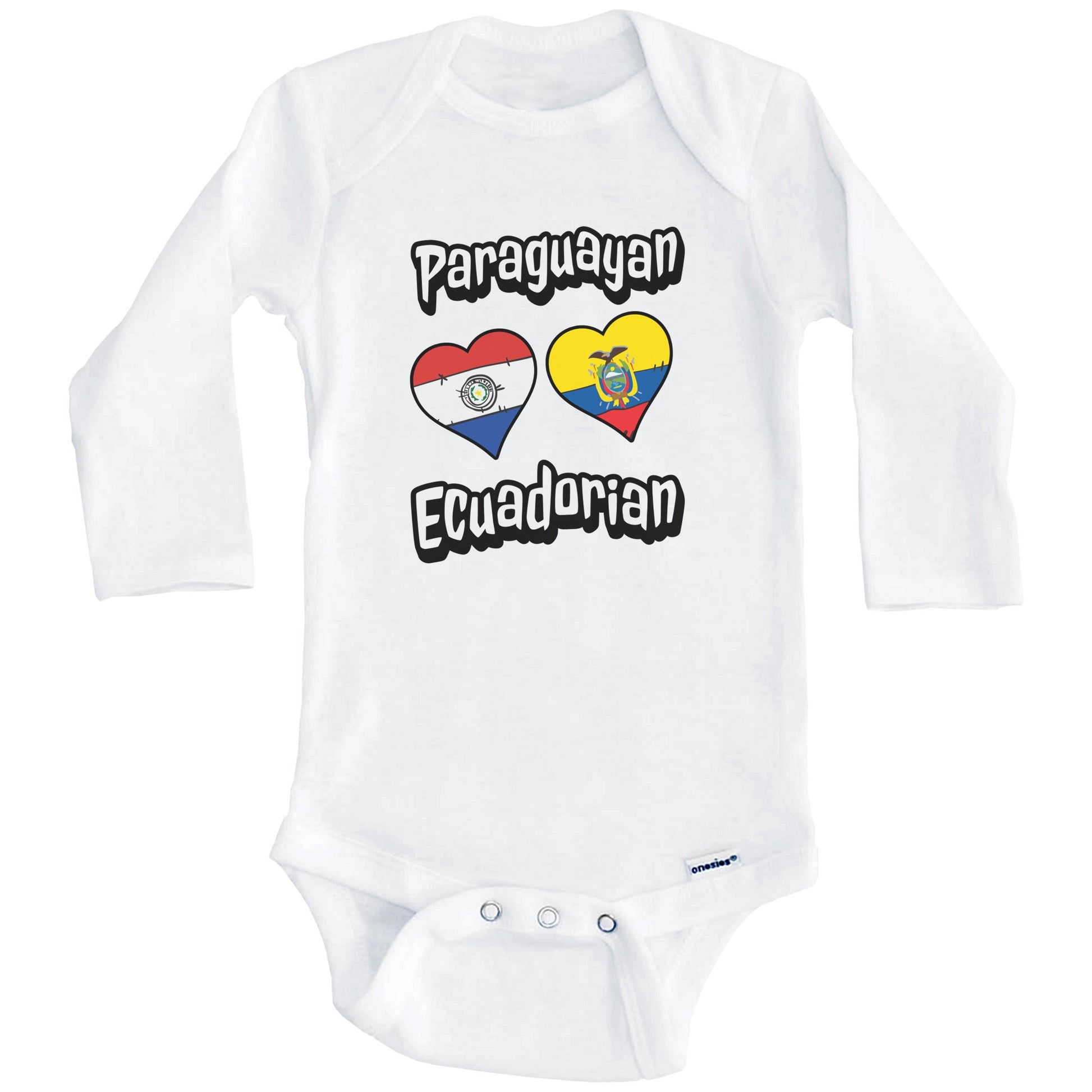 Paraguayan Ecuadorian Flag Heart Combo Paraguay Ecuador Baby Bodysuit (Long Sleeves)