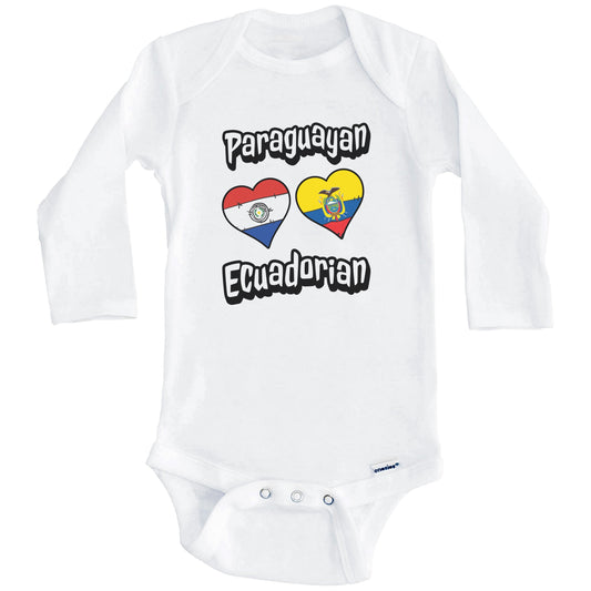Paraguayan Ecuadorian Flag Heart Combo Paraguay Ecuador Baby Bodysuit (Long Sleeves)