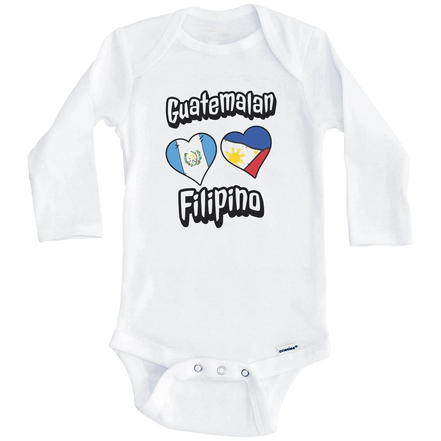 Guatemalan Filipino Flag Heart Combo Guatemala Philippines Baby Bodysuit (Long Sleeves)
