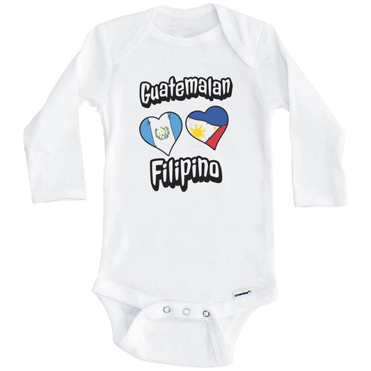 Guatemalan Filipino Flag Heart Combo Guatemala Philippines Baby Bodysuit (Long Sleeves)