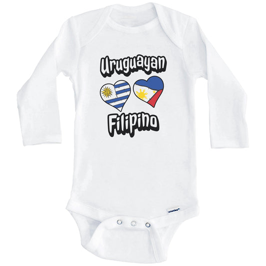 Uruguayan Filipino Flag Heart Combo Uruguay Philippines Baby Bodysuit (Long Sleeves)
