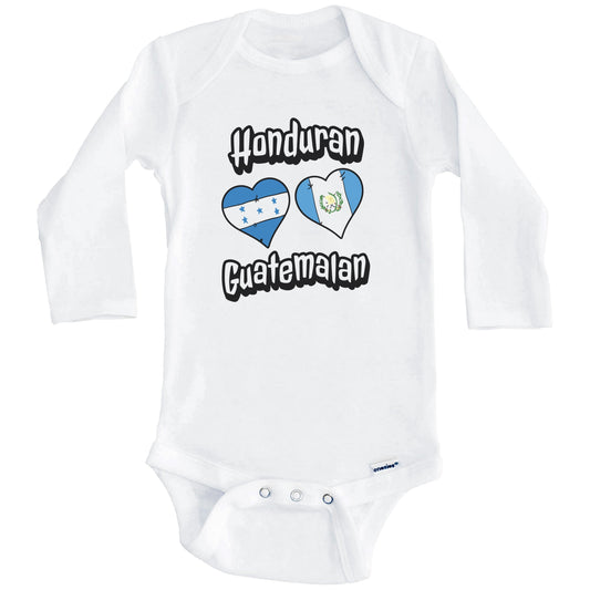 Honduran Guatemalan Flag Heart Combo Honduras Guatemala Baby Bodysuit (Long Sleeves)