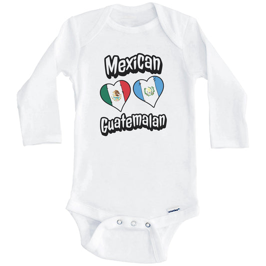 Mexican Guatemalan Flag Heart Combo Mexico Guatemala Baby Bodysuit (Long Sleeves)