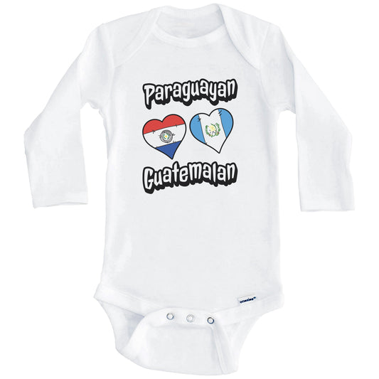 Paraguayan Guatemalan Flag Heart Combo Paraguay Guatemala Baby Bodysuit (Long Sleeves)
