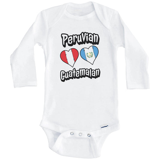 Peruvian Guatemalan Flag Heart Combo Peru Guatemala Baby Bodysuit (Long Sleeves)