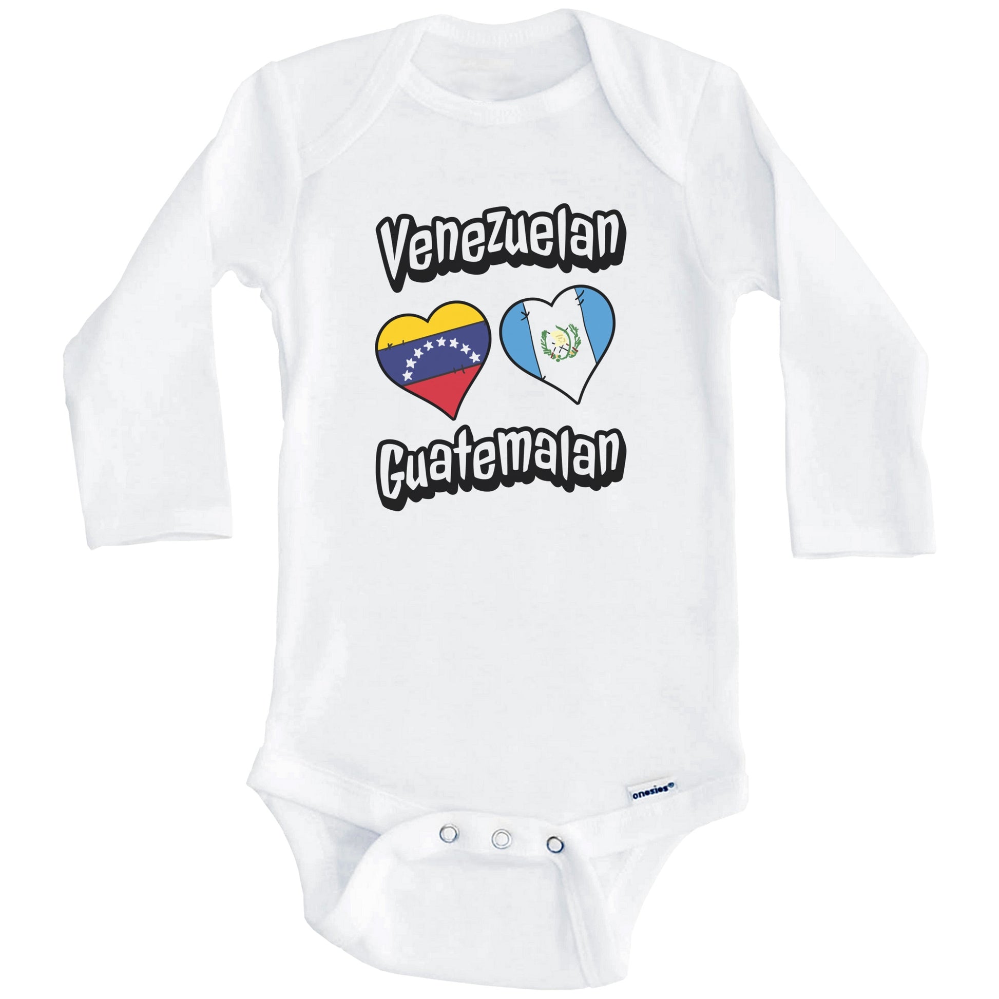 Venezuelan Guatemalan Flag Heart Combo Venezuela Guatemala Baby Bodysuit (Long Sleeves)