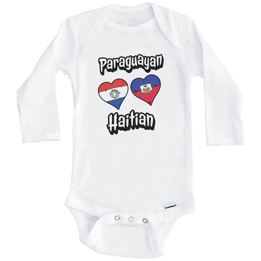 Paraguayan Haitian Flag Heart Combo Paraguay Haiti Baby Bodysuit (Long Sleeves)