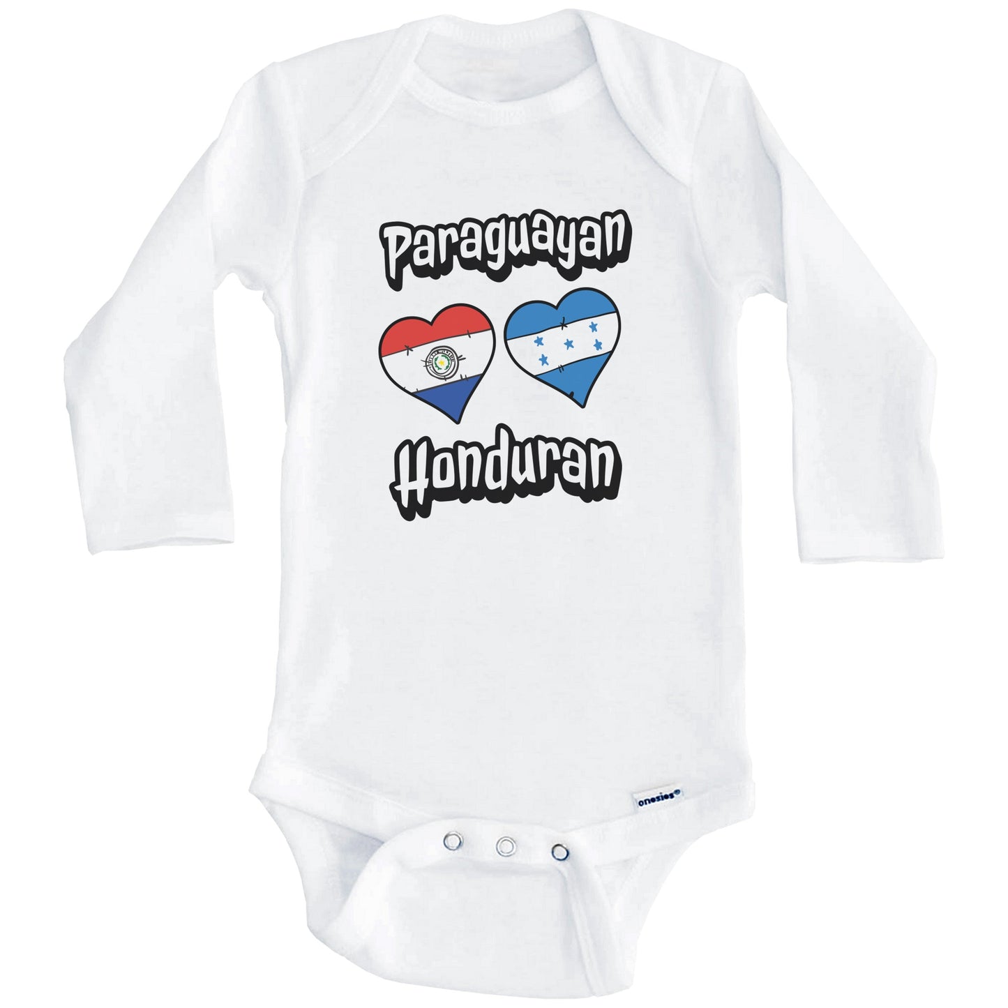 Paraguayan Honduran Flag Heart Combo Paraguay Honduras Baby Bodysuit (Long Sleeves)