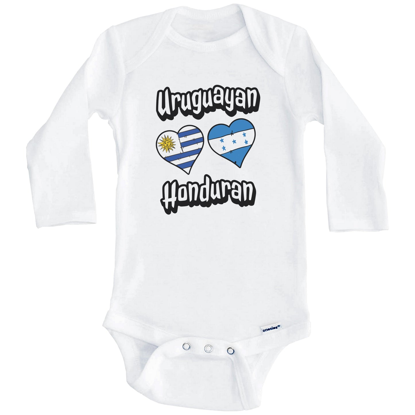 Uruguayan Honduran Flag Heart Combo Uruguay Honduras Baby Bodysuit (Long Sleeves)