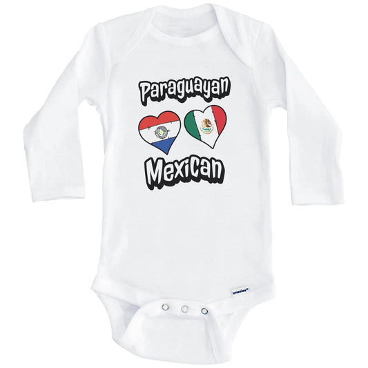 Paraguayan Mexican Flag Heart Combo Paraguay Mexico Baby Bodysuit (Long Sleeves)