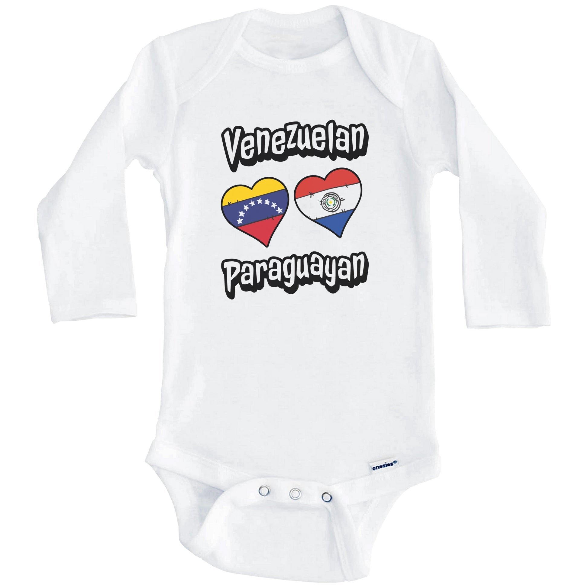 Venezuelan Paraguayan Flag Heart Combo Venezuela Paraguay Baby Bodysuit (Long Sleeves)