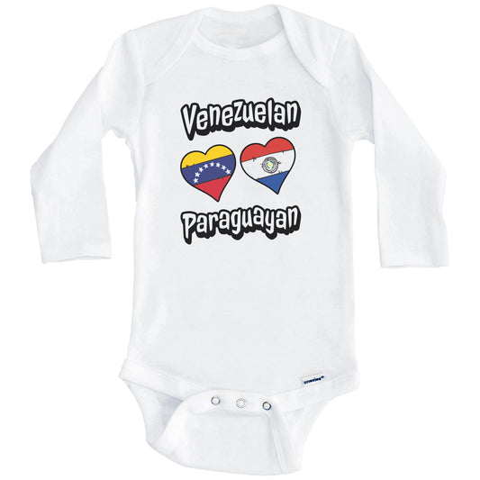 Venezuelan Paraguayan Flag Heart Combo Venezuela Paraguay Baby Bodysuit (Long Sleeves)