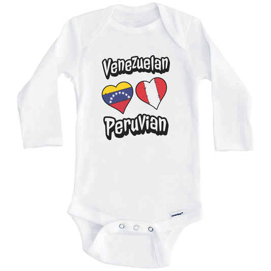Venezuelan Peruvian Flag Heart Combo Venezuela Peru Baby Bodysuit (Long Sleeves)
