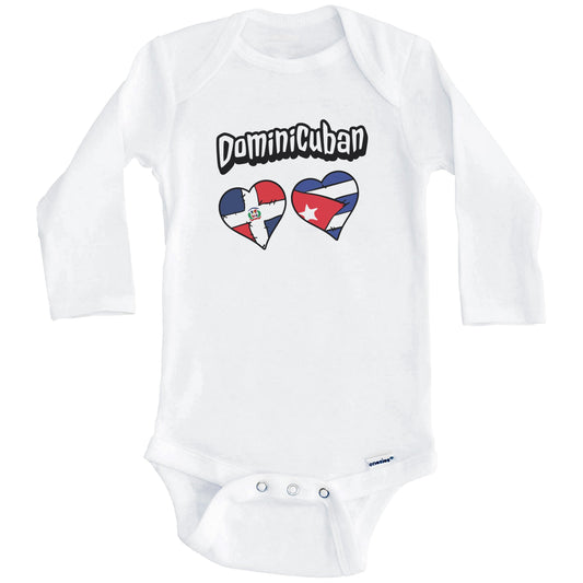 Dominicuban Dominican Cuban Flag Heart Combo Baby Bodysuit (Long Sleeves)