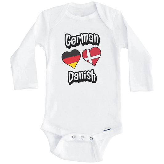 German Danish Flag Heart Combo Germany Denmark Baby Bodysuit (Long Sleeves)