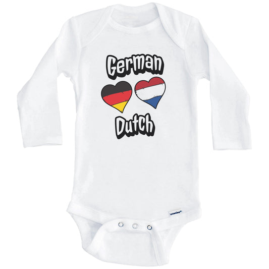 German Dutch Flag Heart Combo Germany Netherlands Baby Bodysuit (Long Sleeves)