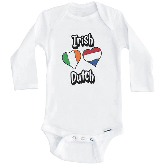Irish Dutch Flag Heart Combo Ireland Netherlands Baby Bodysuit (Long Sleeves)