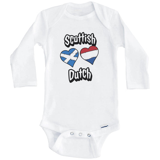 Scottish Dutch Flag Heart Combo Scotland Netherlands Baby Bodysuit (Long Sleeves)