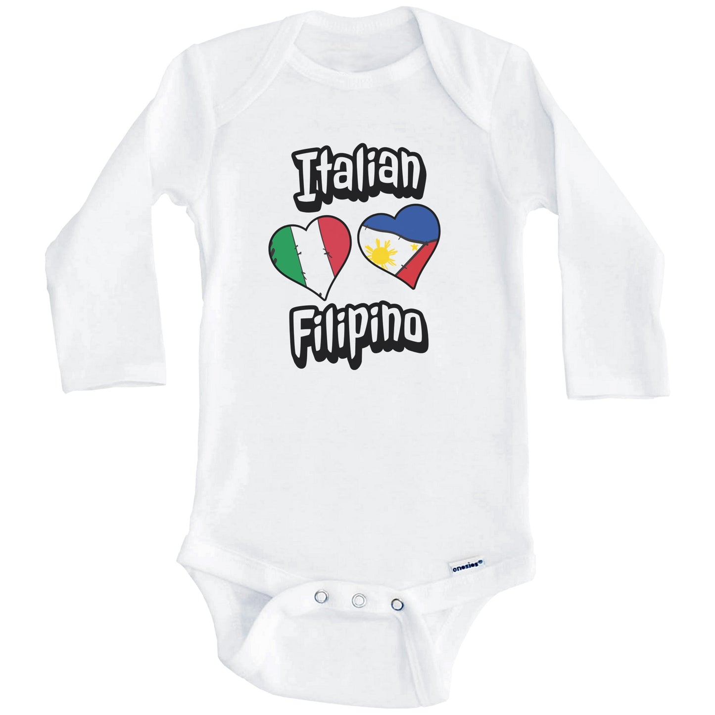 Italian Filipino Flag Heart Combo Italy Philippines Baby Bodysuit (Long Sleeves)