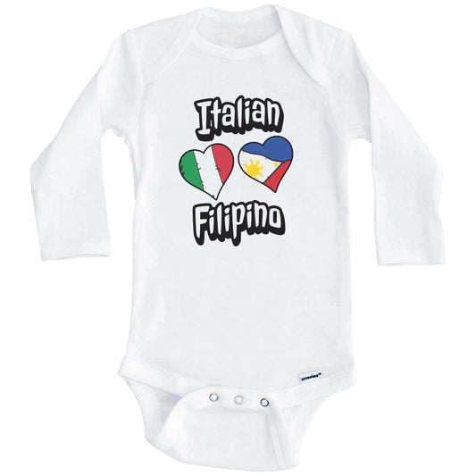 Italian Filipino Flag Heart Combo Italy Philippines Baby Bodysuit (Long Sleeves)