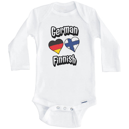 German Finnish Flag Heart Combo Germany Finland Baby Bodysuit (Long Sleeves)