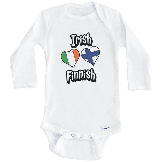 Irish Finnish Flag Heart Combo Ireland Finland Baby Bodysuit (Long Sleeves)