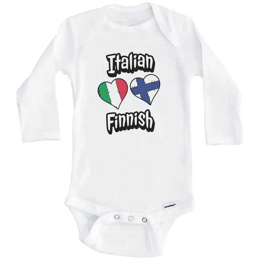 Italian Finnish Flag Heart Combo Italy Finland Baby Bodysuit (Long Sleeves)