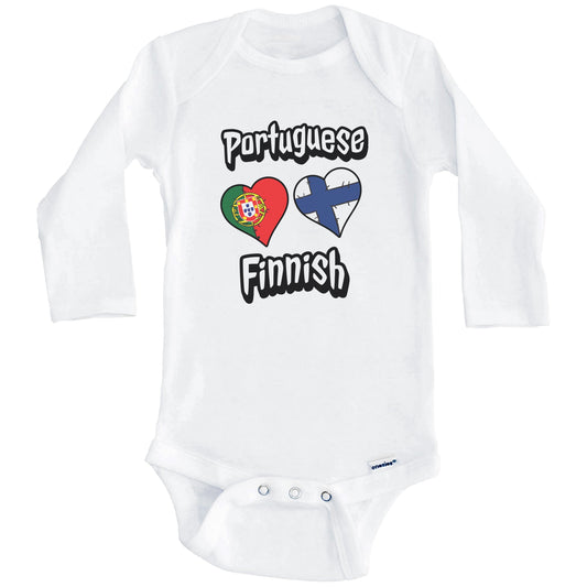 Portuguese Finnish Flag Heart Combo Portugal Finland Baby Bodysuit (Long Sleeves)