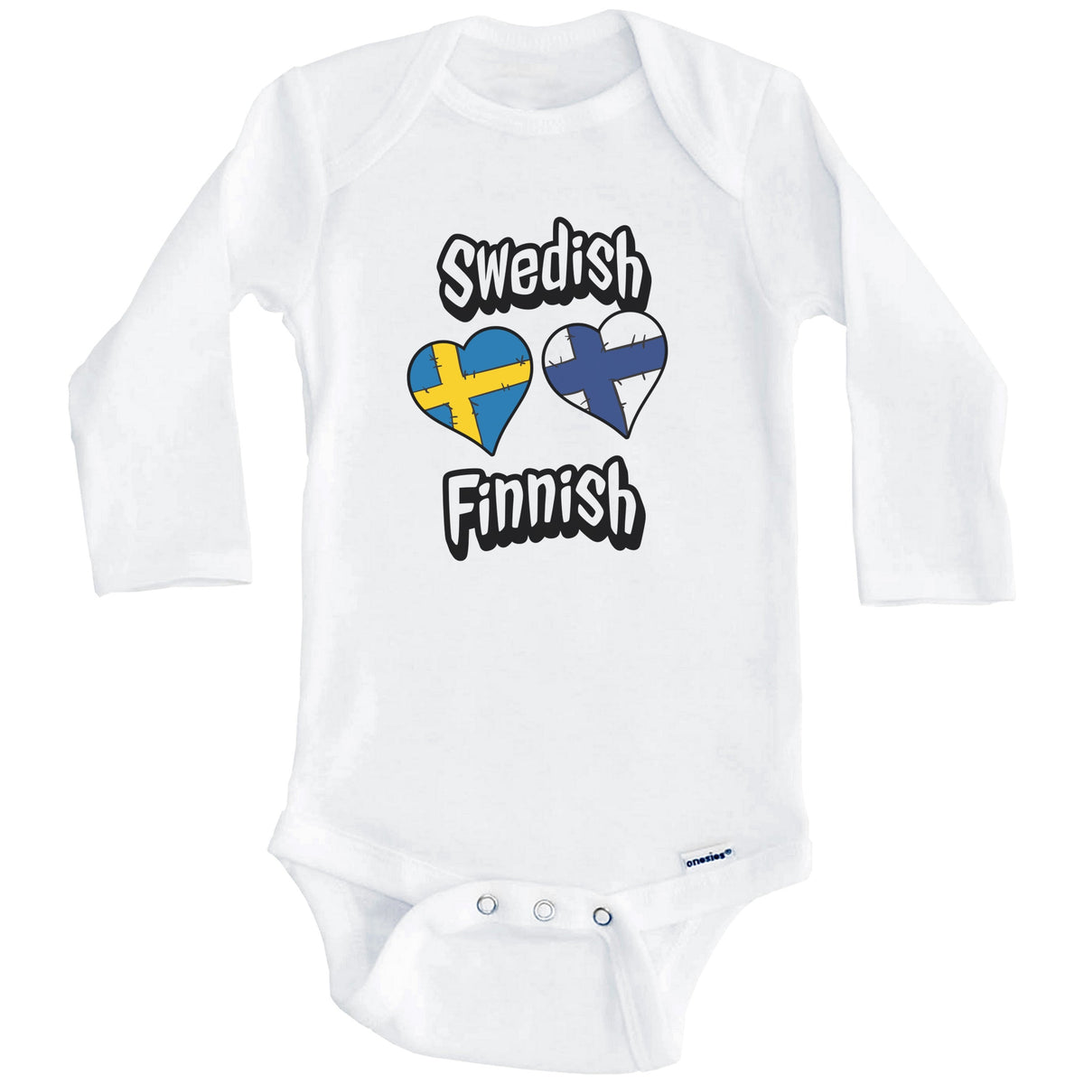 Swedish Finnish Flag Heart Combo Sweden Finland Baby Bodysuit (Long Sleeves)