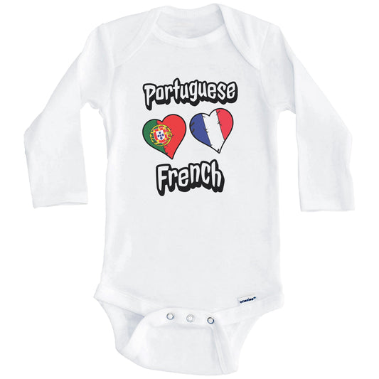 Portuguese French Flag Heart Combo Portugal France Baby Bodysuit (Long Sleeves)