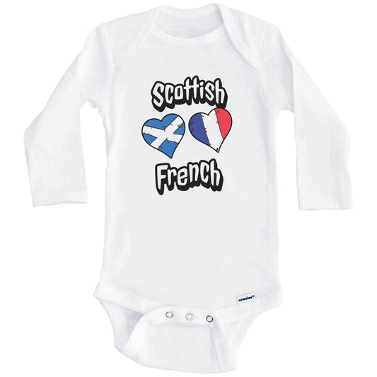 Scottish French Flag Heart Combo Scotland France Baby Bodysuit (Long Sleeves)