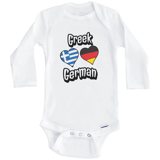 Greek German Flag Heart Combo Greece Germany Baby Bodysuit (Long Sleeves)