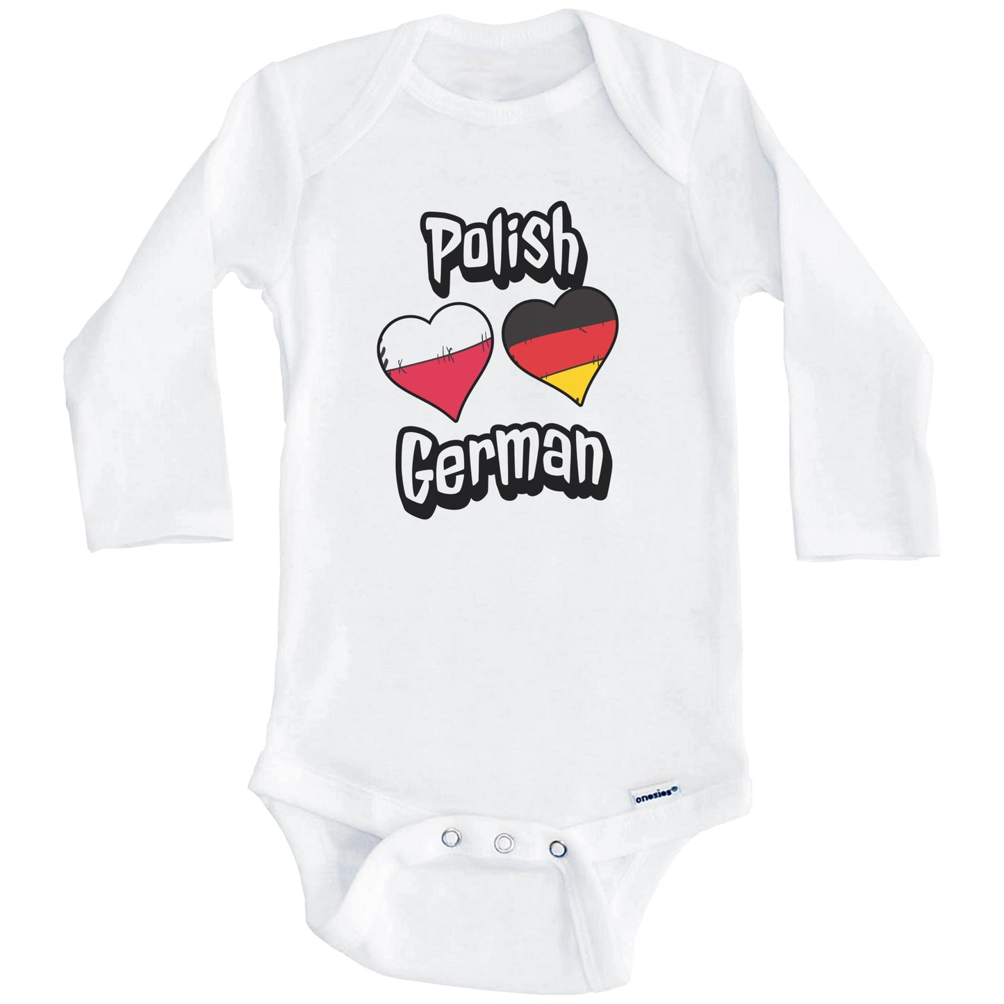 Polish German Flag Heart Combo Poland Germany Baby Bodysuit (Long Sleeves)