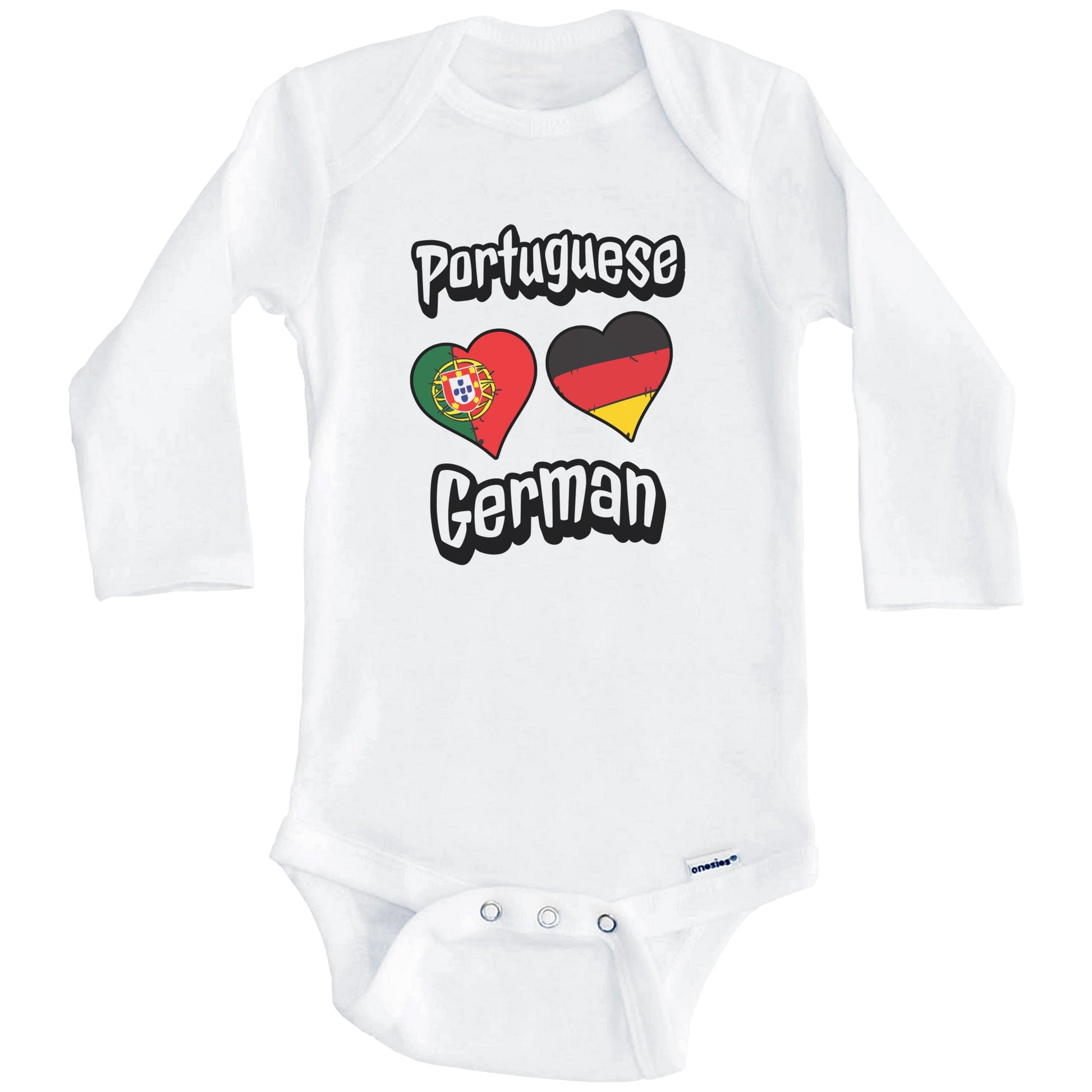 Portuguese German Flag Heart Combo Portugal Germany Baby Bodysuit (Long Sleeves)