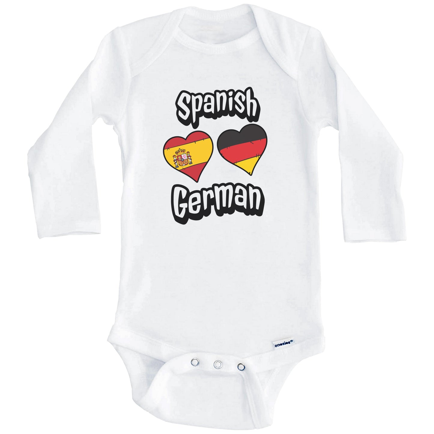 Spanish German Flag Heart Combo Spain Germany Baby Bodysuit (Long Sleeves)