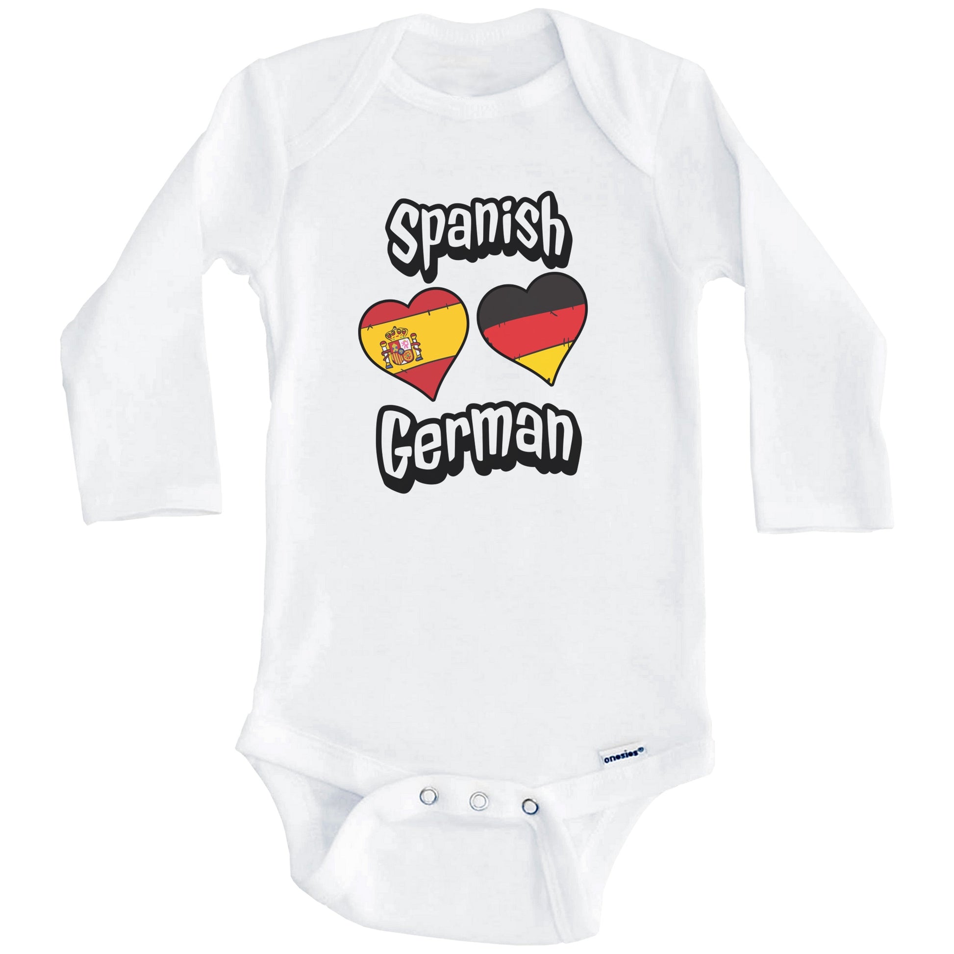 Spanish German Flag Heart Combo Spain Germany Baby Bodysuit (Long Sleeves)