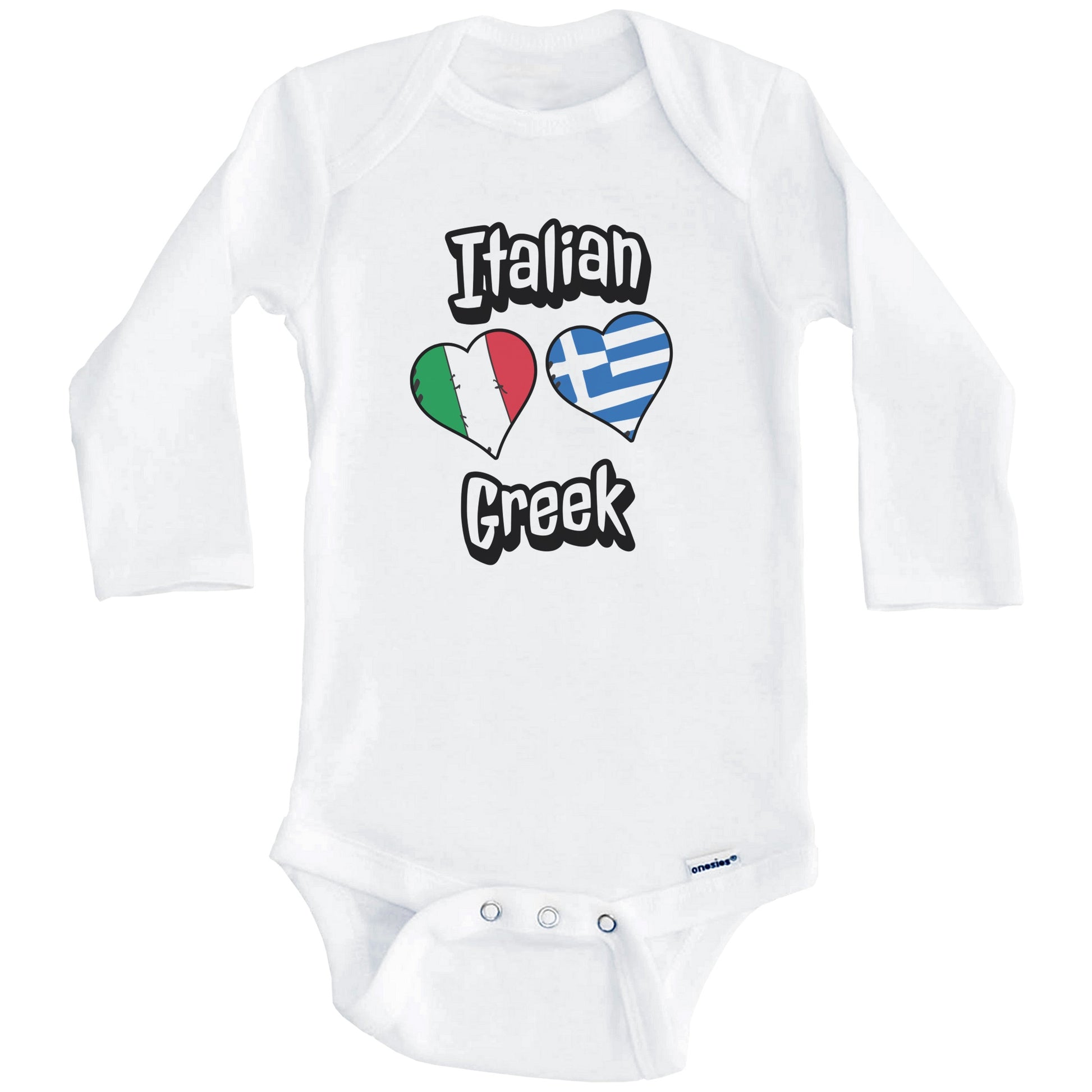 Italian Greek Flag Heart Combo Italy Greece Baby Bodysuit (Long Sleeves)