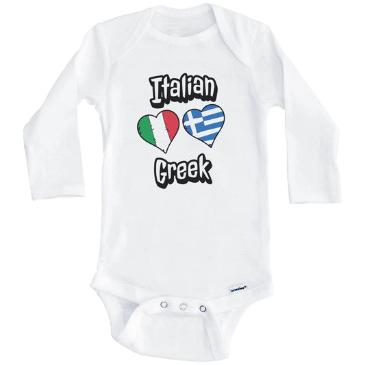 Italian Greek Flag Heart Combo Italy Greece Baby Bodysuit (Long Sleeves)