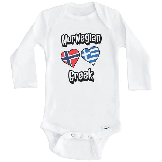 Norwegian Greek Flag Heart Combo Norway Greece Baby Bodysuit (Long Sleeves)