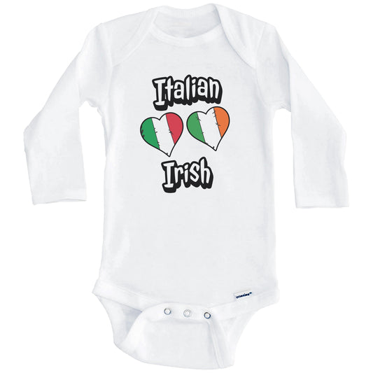 Italian Irish Flag Heart Combo Italy Ireland Baby Bodysuit (Long Sleeves)