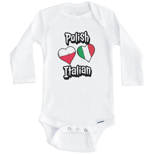 Polish Italian Flag Heart Combo Poland Italy Baby Bodysuit (Long Sleeves)