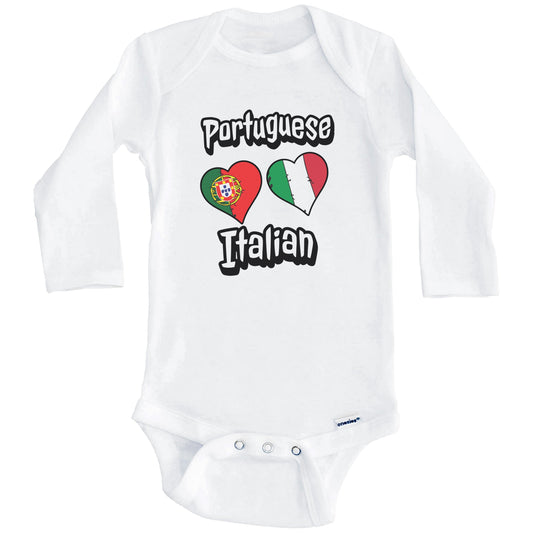 Portuguese Italian Flag Heart Combo Portugal Italy Baby Bodysuit (Long Sleeves)