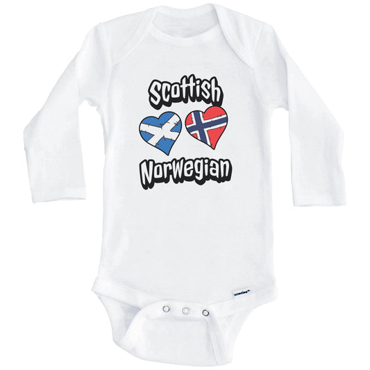 Scottish Norwegian Flag Heart Combo Scotland Norway Baby Bodysuit (Long Sleeves)